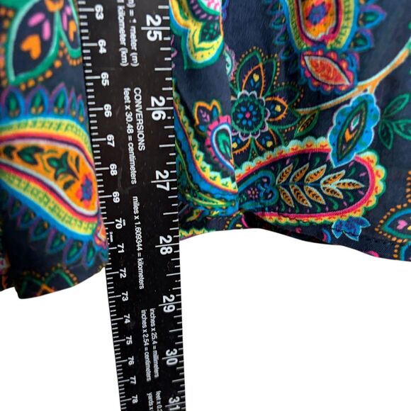 Willow Drive Blouse Women's XL Paisley Colorful Cold Shoulder Ruffle V-Neck Top - Picture 6 of 9